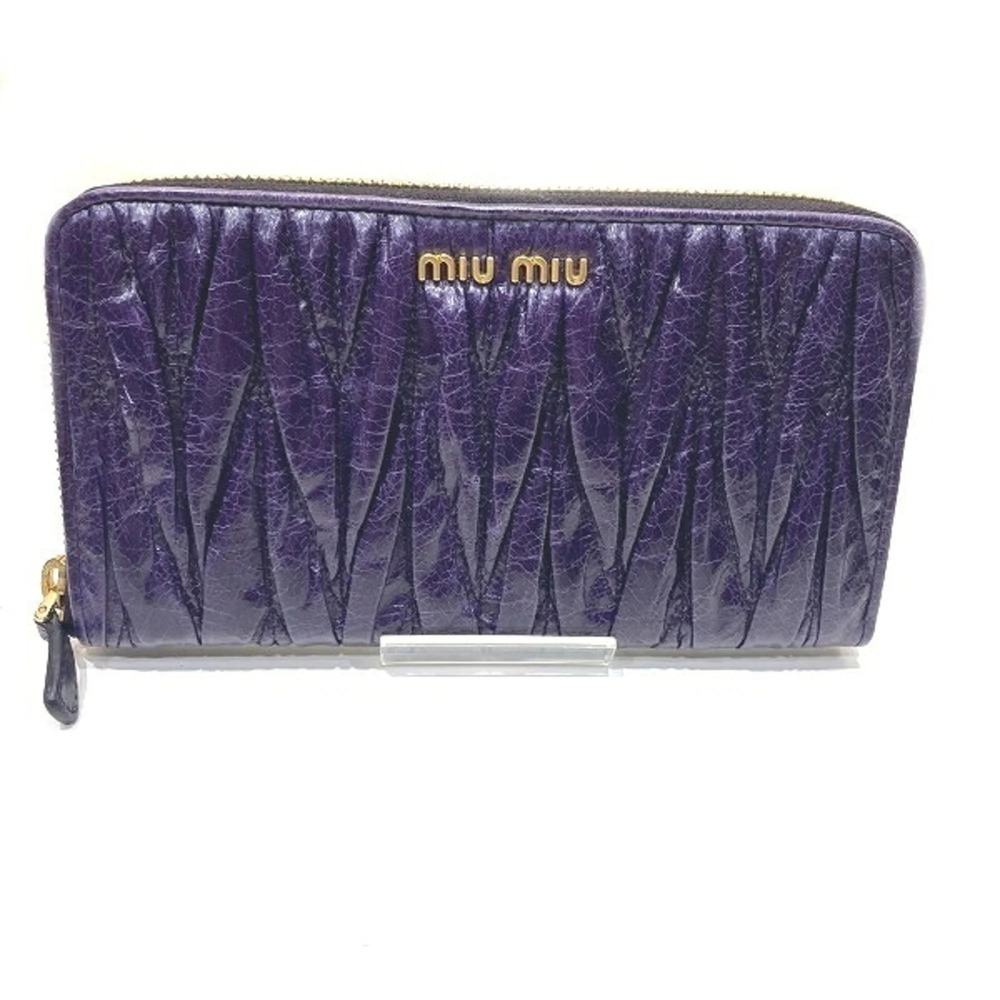 Miu Miu Miu Matelassé Gathered Round Zip Long Wallet for Women